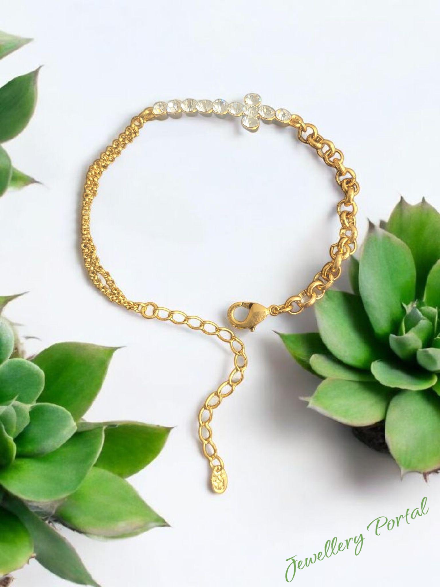 Elegant zircon crystals cross bracelet